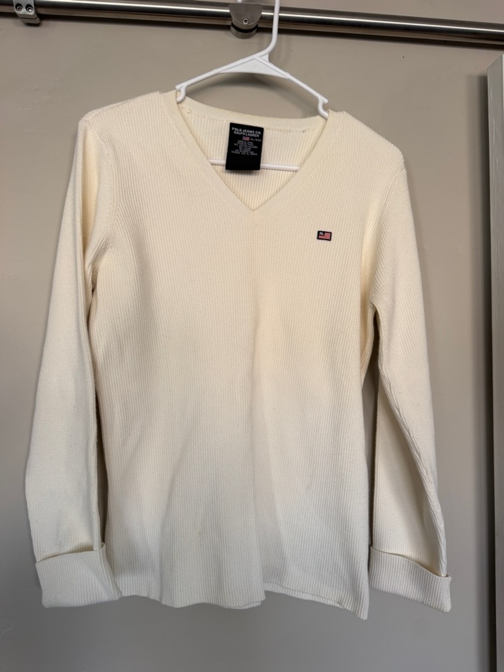 Polo by Ralph Lauren Cream V-Neck Ribbed Sweater